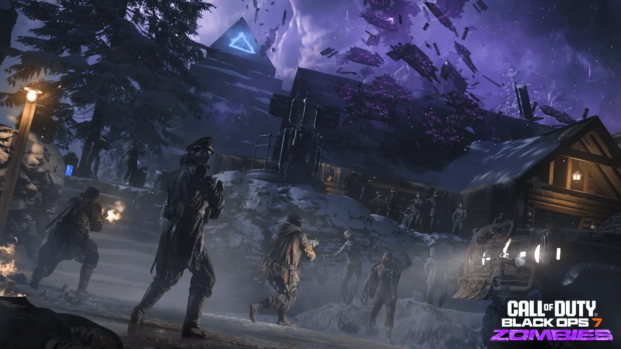 Official Black Ops 7 Zombies screenshot: the Blackwater Lake area of Ashes of the Damned