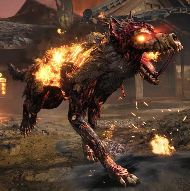 A flaming Hellhound