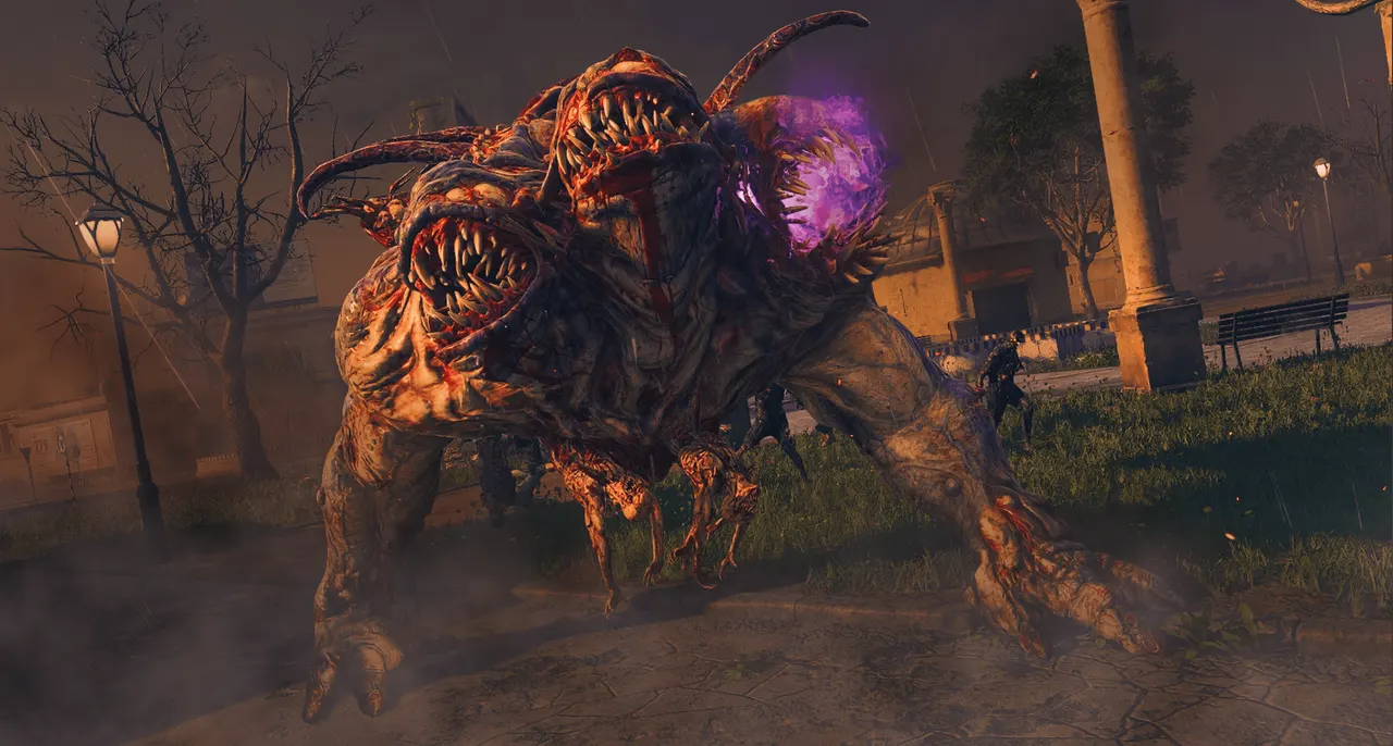 Official Modern Warfare Zombies in-game screenshot of a three-headed Mega Abomination
